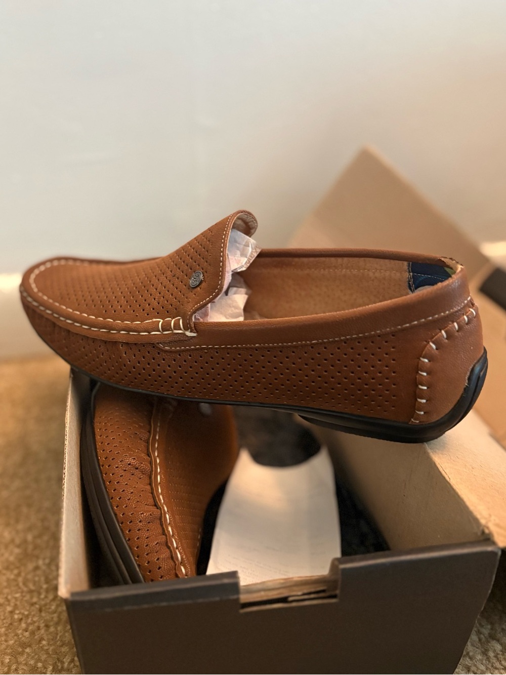 Stacy Adams Pomp Taupe Slip On Loafers